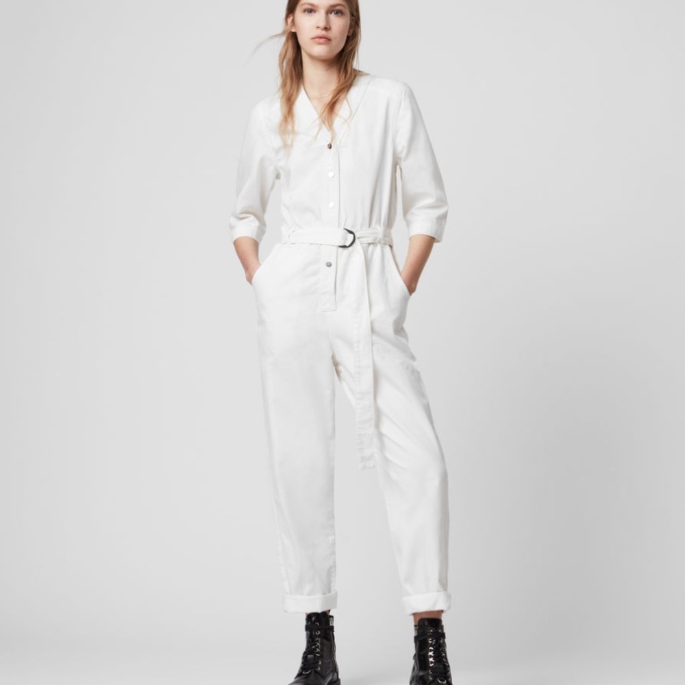All Saints Lora Denim White Jumpsuit